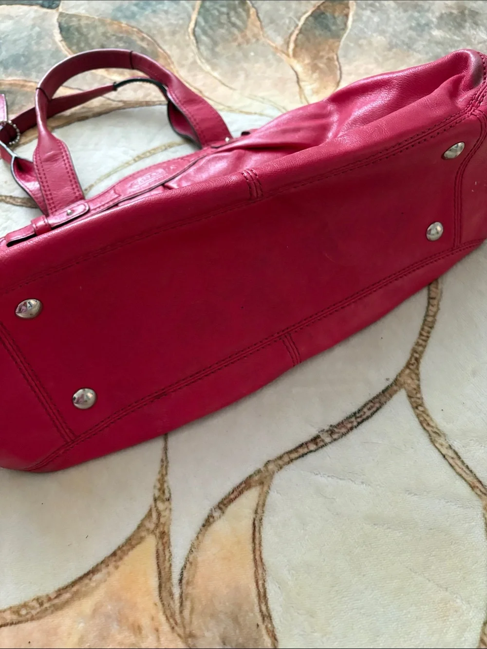 Coach Bright Pink Leather Shoulder Bag with Silver-Tone Turnlock